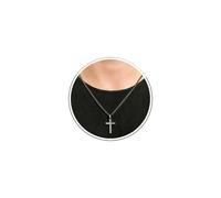 M MOOHAM Collar de cruz de acero inoxidable para hombres y niños, cadena de cuerda trenzada dorada, plata, negro, collar a prueba de óxido, para hombre, bautizo cristiano, día del padre, Pascua