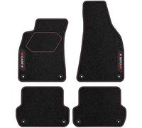 M MOTOS Alfombrillas de velour personalizadas Carbon Series para Audi A4 B6 2000-2006 - Premium, Carbon, Rojo Refresca el aspecto de tu coche con las alfombrillas de velour con un diseño de fibra de c