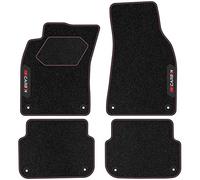 M MOTOS Alfombrillas de velour personalizadas Carbon Series para Audi A6 C6 2004-2011 - Premium, Carbon, Rojo Refresca el aspecto de tu coche con las alfombrillas de velour con un diseño de fibra de c