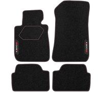 M MOTOS Alfombrillas de velour personalizadas Carbon Series para BMW Serie 1 E87 2004-2011 - Premium, Carbon, Rojo Refresca el aspecto de tu coche con las alfombrillas de velour con un diseño de fibra