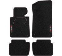 M MOTOS Alfombrillas de velour personalizadas Carbon Series para BMW Serie 3 E46 1998-2004 - Premium, Carbon, Rojo Refresca el aspecto de tu coche con las alfombrillas de velour con un diseño de fibra