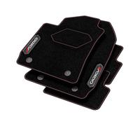 M MOTOS Alfombrillas de velour personalizadas Carbon Series para Ford Mustang VI 2014-2018 - Premium, Carbon, Rojo Refresca el aspecto de tu coche con las alfombrillas de velour con un diseño de fibra