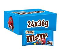 M&M's Crispy - Peladillas de chocolate con arroz inflado, 24 bolsitas de 36 g de bombones de chocolate: total 864 g, nueva versión