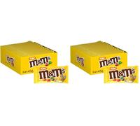 M&M's Peanuts Snack en Bolitas de Colores con Cacahuete y Chocolate con Leche, Pack Ideal para Compartir o Regalar en Navidad, 24 x 45g (Paquete de 2)