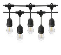 m MU 15M Guirnalda Luces Exterior Extensible hasta 500M Cable Negro E27 Con 15 Bombillas S14 LED 2W (=15W), Impermeable IP65 Guirnaldas Luminosas de Exterior Para Jardín Boda|15M, NEGRO, 15 Bombillas