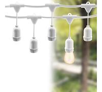m MU Guirnalda Luces Exterior LED 5 Metros 10 Portalámparas Para LED E27 Blanco Cable Impermeable Extensible Hasta 1000W IP54 Exterior Jardín Boda
