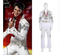 (M-Mujer) Disfraces de Elvis Presley para hombre y mujer, tallas para adultos y niños, manga larga estampada