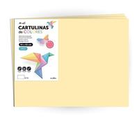 M-Office Cartulina Grande 50x65 cm de Colores Pastel, 180gr para Manualidades, Diseños Creativos y Proyectos de Arte (25 Hojas, Crema)