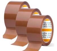 m-office Cinta Adhesiva, Cinta Adhesiva Marrón de Embalar, Rollo de Cinta para Embalaje de Cajas, Envíos, Mudanzas y Manualidades, Precinto Seguro y Resistente, Cinta Adhesiva (3 unds, 36mmx66m)