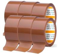 m-office Cinta Adhesiva, Cinta Adhesiva Marrón de Embalar, Rollo de Cinta para Embalaje de Cajas, Envíos, Mudanzas y Manualidades, Precinto Seguro y Resistente, Cinta Adhesiva (6 unds, 36mmx66m)
