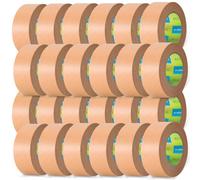 m-office Cinta Adhesiva Papel Kraft, Cinta de Embalar Adhesiva para Embalaje de Cajas, Envíos, Mudanzas y Manualidades, Cinta de Papel Embalaje, Cinta Marrón Papel Kraft (24 uds, 72mmx50m)