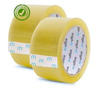 m-office Cinta Adhesiva Transparente, Cinta de Embalar Adhesiva para Embalaje de Cajas, Envíos, Mudanzas y Manualidades, Precinto Transparente Seguro y Resistente (48mmx120m, x2)
