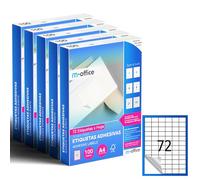 M-office Etiquetas Adhesivas A4 compatible con Label Printer, Pegatinas Blancas Adhesivas para Uso Diario, Papel Adhesivo para Imprimir, Pegatinas para Escribir (72 por hoja, 500h)
