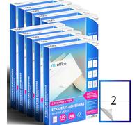 M-office Etiquetas Adhesivas A4 compatible con Label Printer, Pegatinas Blancas Adhesivas para Uso Diario, Papel Adhesivo para Imprimir, Pegatinas para Escribir (2 por hoja, 1000h)