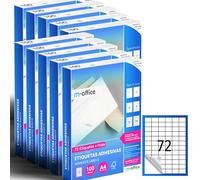 M-office Etiquetas Adhesivas A4 compatible con Label Printer, Pegatinas Blancas Adhesivas para Uso Diario, Papel Adhesivo para Imprimir, Pegatinas para Escribir (72 por hoja, 1000h)
