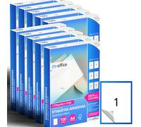 M-office Etiquetas Adhesivas A4 compatible con Label Printer, Pegatinas Blancas Adhesivas para Uso Diario, Papel Adhesivo para Imprimir, Pegatinas para Escribir (1 por hoja, 1000h)