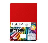 m-office Fieltro para Manualidades, Fieltro de Colores, Suave y Flexible, Material para Costura, Telas Patchwork, Ideal para proyectos DIY, artesanía o decoración, 20x30cm (rojo, 5 uds)