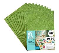 m-office Goma Eva de Purpurina para Manualidades, Goma Espuma de Colores para Proyectos Creativos, Ideales para Artes y Manualidades, Escolar o Profesional 40x60cm (Verde Purpurina, 40 uds)