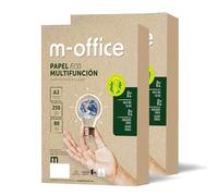 M-Office Papel Reciclado DIN A3 80gr para Fotocopiadora e Impresora - 2 Paquetes de 250 Folios (500 Hojas) 100% Reciclado