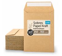 m-office Sobres de Papel Kraft, Sobres Pequeños Tira de Silicona para Invitaciones o Bolsitas de Regalo de invitados de Boda, medida 250x353mm, Ideal para Tarjetas y Objetos Pequeños (50 uds)