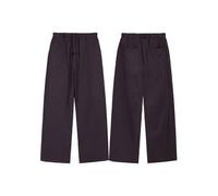 (M,Plum Purple)High Street Essentials Fog Solid Color Woven Straight Men Loose Casual Drawstring Trousers, Thin And Trendy