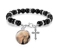 M - Pulsera de cuentas de elefante con animales, joyería bohemia para hombres y mujeres