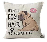 M-Qizi Fundas de Almohada de Pug Gifts - Regalos de Carlino para los Amantes de los Pug, decoración de Pug, Almohada de Pug, Cosas de Pug, Fundas de Almohada de Perro de 18 x 18 Pulgadas, no es Pelo