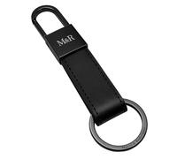 M&R Llavero de Cuero Auténtico para Hombre y Mujer - Llavero Elegante de Acero Inoxidable - Diseño Resistente y Minimalista - Caja Regalo Incluida (Negro/Negro)