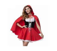 (M-Red Riding Hood)-6xl Deluxe Adult Little Red Riding Hood Costume With Cape Women Disguise Halloween Party Princess Fancy Dress A