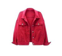 (M,Red)Women Spring And Autumn Coats Warm Solid Long Sleeve Denim Jacket Outerwear 0619