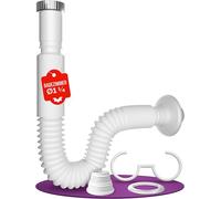 M. ROSENFELD HOME Fregadero flexible G 1 1/4" x 32-50 mm, extensible, 320-900 mm, con tuerca de aluminio de alta calidad, 100% impermeable, protección contra olores, fácil montaje, ajuste universal