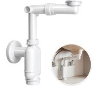 M. ROSENFELD HOME Fregadero Flexible G 1 1/4" x 32-50 mm, Extensible, 320-900 mm, con Tuerca de Aluminio, protección contra olores, fácil Montaje, Ajuste Universal