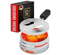 M. ROSENFELD Smokebox - Shisha HMD-Aufsatz mit Sieb, Doppelring-Boden und Windschutz - Heat Management Device spart Shisha-Kohle, passend für alle gängigen Phunnel-Köpfe, Metall Schwarz Silber