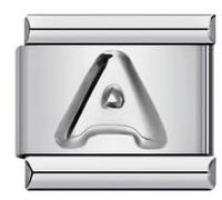 M&S A-Z - Abalorio de plata con letra en relieve con inicial del alfabeto, personalizable para cumpleaños, madre, hija, mujer, 9 mm, compatible con pulsera de nominación, 0, Metal, No es una piedra
