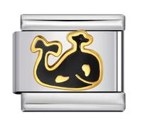 M&S - Abalorio de acero inoxidable con diseño de pata de perro, gato, conejo, ballena, cerdo, cerdo, vacaciones, Londres, Dubai, 9 mm, compatible con pulsera de nominación, 0, Metal, No es una piedra