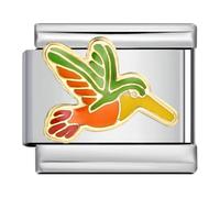 M&S - Abalorio de acero inoxidable con diseño de pata de perro, gato, conejo, ballena, cerdo, cerdo, vacaciones, Londres, Dubai, 9 mm, compatible con pulsera de nominación, 0, Metal, No es una piedra