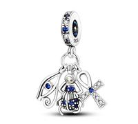 M&S - Abalorio de cruz de escarabajo con protección contra el mal de ojo, colgante de plata de ley 925, compatible con Pandora y pulseras europeas, Metal
