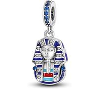 M&S - Abalorio de faraón egipcio egipcio, colgante de cristal pirámide de viaje, plata de ley 925, compatible con Pandora y pulsera europea, Metal
