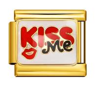 M&S - Abalorio de oro de 18 quilates con diseño de corazón de cumpleaños para mamá e hija, mal de ojo, perro y gato, acero inoxidable, 9 mm, compatible con pulsera de nominación, 0, Metal, No es una