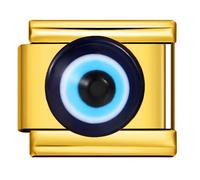 M&S - Abalorio de oro de 18 quilates con diseño de corazón de cumpleaños para mamá e hija, mal de ojo, perro y gato, acero inoxidable, 9 mm, compatible con pulsera de nominación, 0, Metal, No es una