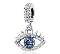M&S - Dije de ojo turco de Ward Off Spirit Hamsa, dije de ojo azul, plata de ley 925, compatible con pulseras Pandora y europeas, Metal