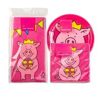 M&S - Juego de vajilla de papel rosa Percy Pig™ de 29 piezas, servilletas/platos/mantel