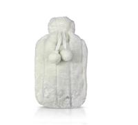 M.S.N Bolsa de agua caliente de 2,0 l con tapa y funda de piel suave, bolsillo canguro, a prueba de fugas, botella de cama con funda suave extraíble, ideal para aliviar el dolor (regalo blanco marino)