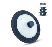 M.S.N Tapa de cristal universal, ollas y sartenes de 28/30/32 cm, con válvula de escape y borde de silicona.