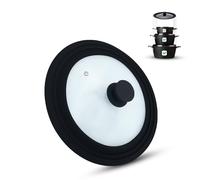 M.S.N Tapa de cristal universal, ollas y sartenes de 28/30/32 cm, con válvula de escape y borde de silicona.