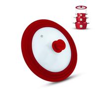 M.S.N Tapa de cristal universal, ollas y sartenes de 28/30/32 cm, con válvula de escape y borde de silicona.