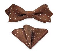 M-S-SB2 - Juego de pajarita cuadrada para hombre, pajarita con pañuelo para esmoquin formal, fiesta de boda y regreso a casa, M-S-SB2, marrón, (Brown Polka Dot), One Size