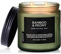 M&SENSE Bambú y Peonía Velas Aromáticas de Soja 330g, Regalos para Madres y Profesores, Decoracion Salon Elegante Fragancia Floral Fresca, Vela Decorativa Grande para Dormitorio Bienestar y Relax 70h