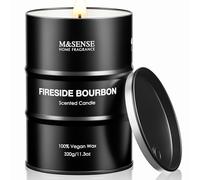 M&SENSE Fireside Bourbon Velas Aromáticas de Soja 320g, Regalos Originales para Hombre y Mujer, Decoracion Hogar Cálida, Vela Perfumada en Larga Duración 70h, Fragancia Ahumada Amaderada Intensa