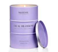 M&SENSE Flor de Lila Velas Aromáticas 600g, Regalos para Madres y Amigas, Decoracion Casa Primavera Fragancia Floral Intensa, Vela Decorativa Grande de Soja en Recipiente Metalico Duradero 120h